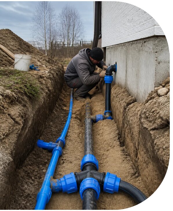 Монтаж наружного водопровода на участке под ключ в Усинске